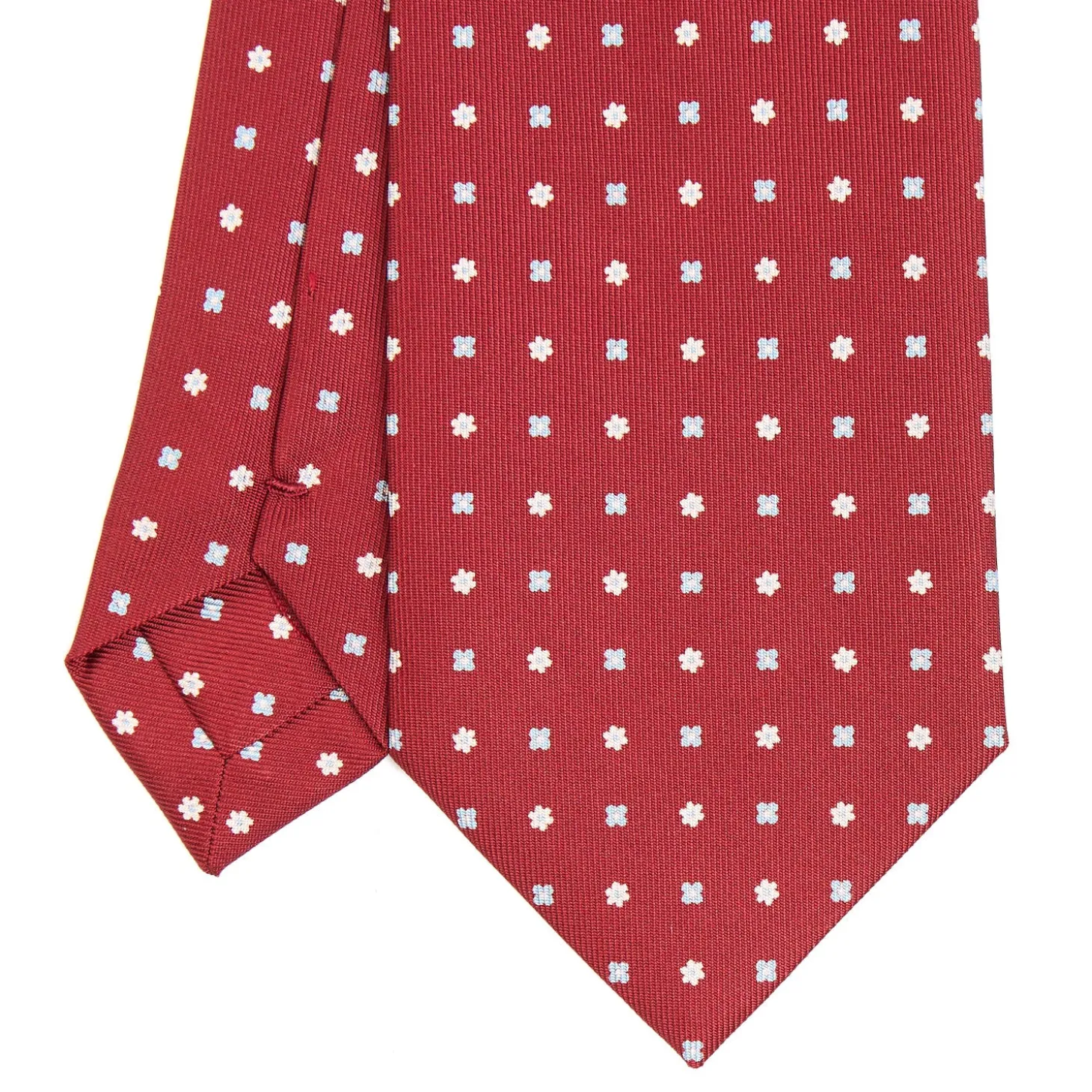 CRAVATTA SARTORIALE CLASSICA IN SETA BORDEAUX Microfantasia fiore