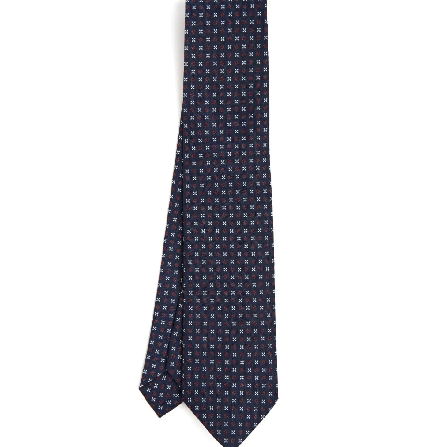 CRAVATTA SARTORIALE CLASSICA IN SETA BLU SCURO Microfantasia fiore