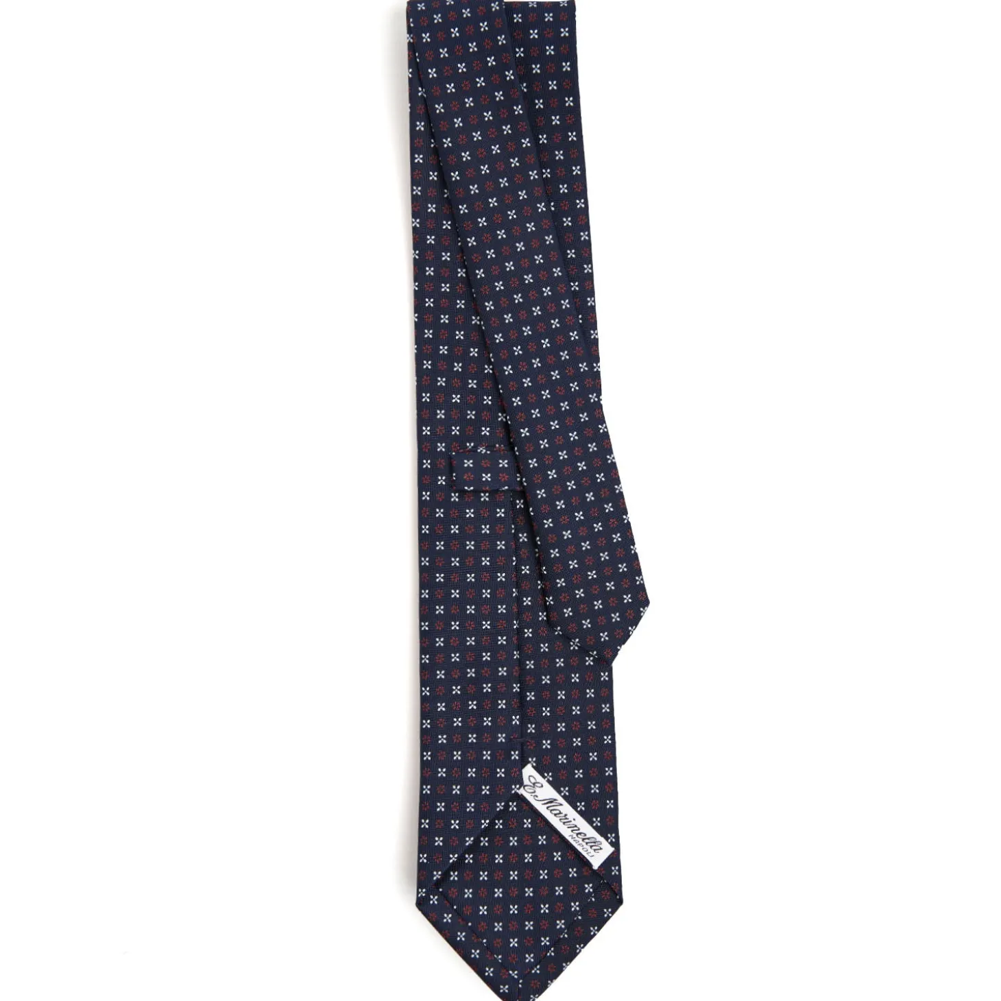 CRAVATTA SARTORIALE CLASSICA IN SETA BLU SCURO Microfantasia fiore