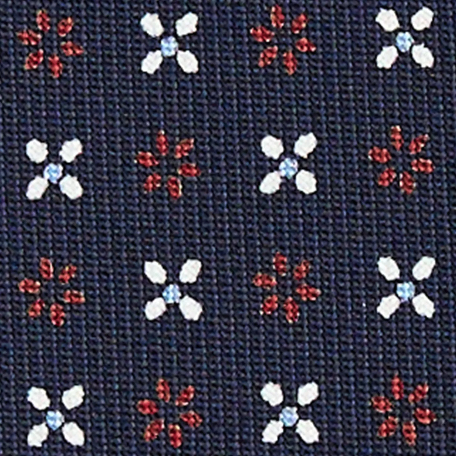 CRAVATTA SARTORIALE CLASSICA IN SETA BLU SCURO Microfantasia fiore