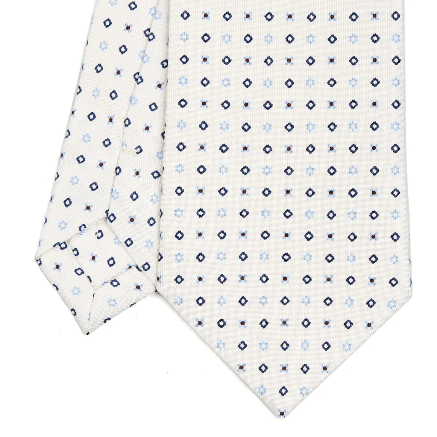 CRAVATTA SARTORIALE CLASSICA IN SETA BIANCA Microfantasia fiore