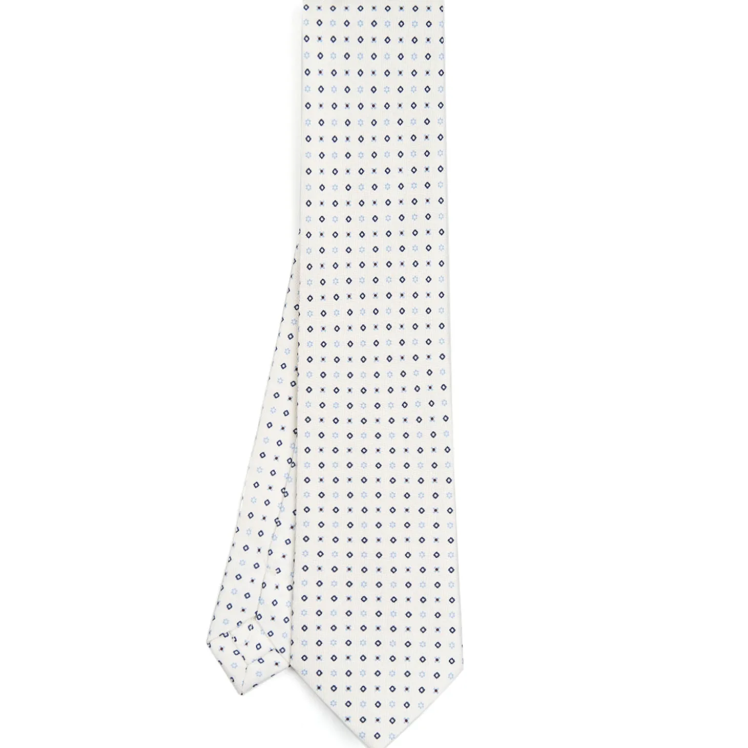 CRAVATTA SARTORIALE CLASSICA IN SETA BIANCA Microfantasia fiore
