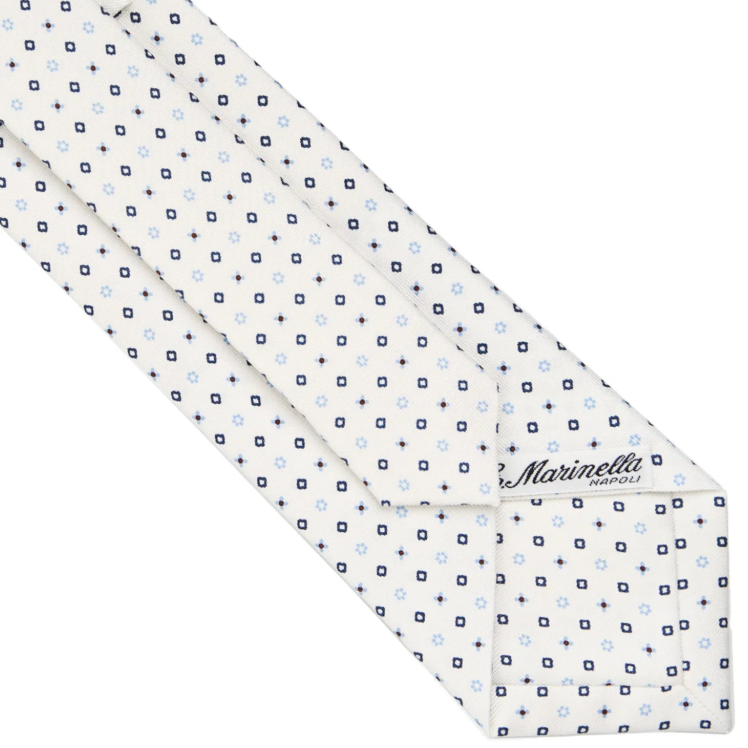 CRAVATTA SARTORIALE CLASSICA IN SETA BIANCA Microfantasia fiore