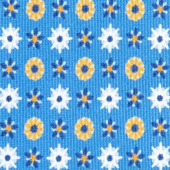 CRAVATTA SARTORIALE CLASSICA IN SETA AZZURRA Microfantasia fiore
