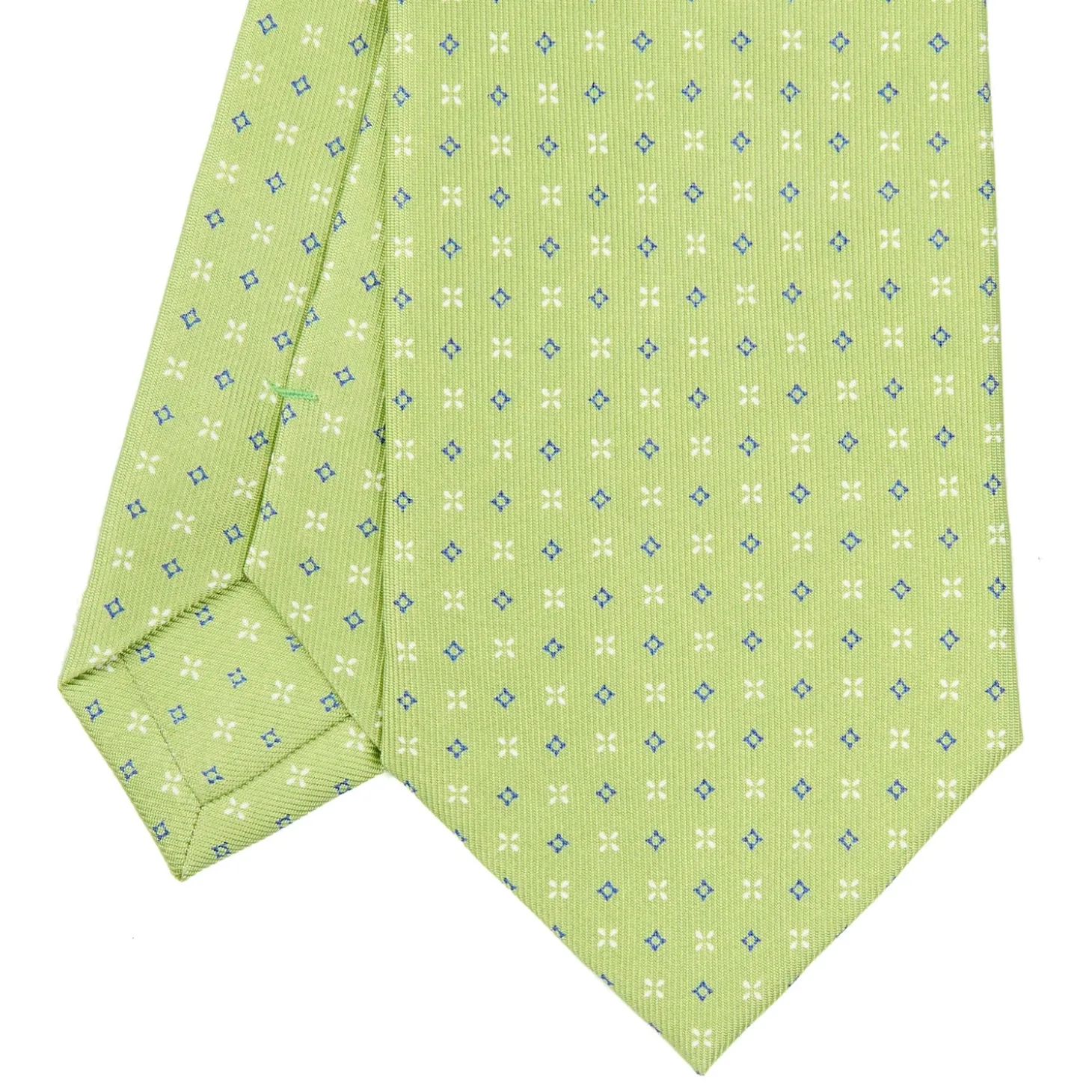 CRAVATTA SARTORIALE CLASSICA IN SETA VERDE CHIARO Microfantasia fiore