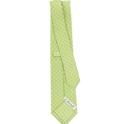 CRAVATTA SARTORIALE CLASSICA IN SETA VERDE CHIARO Microfantasia fiore