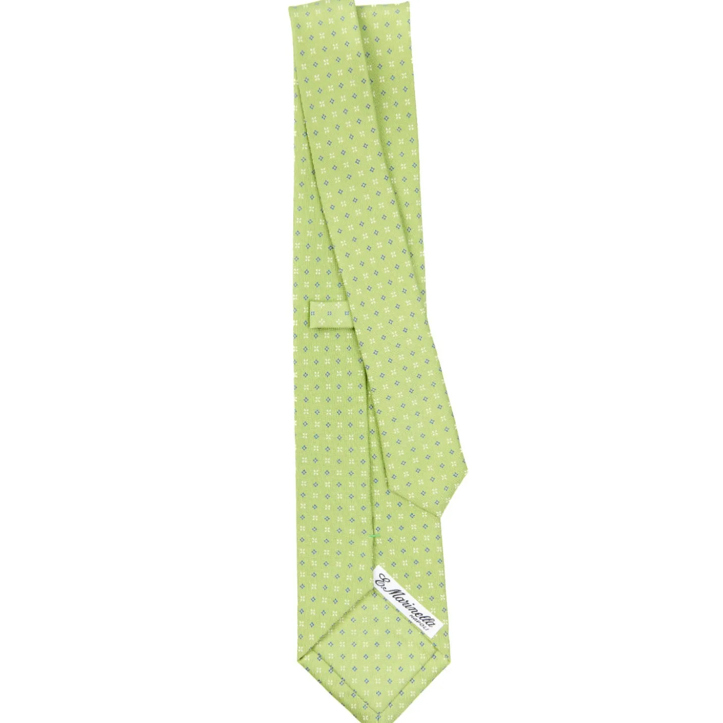CRAVATTA SARTORIALE CLASSICA IN SETA VERDE CHIARO Microfantasia fiore
