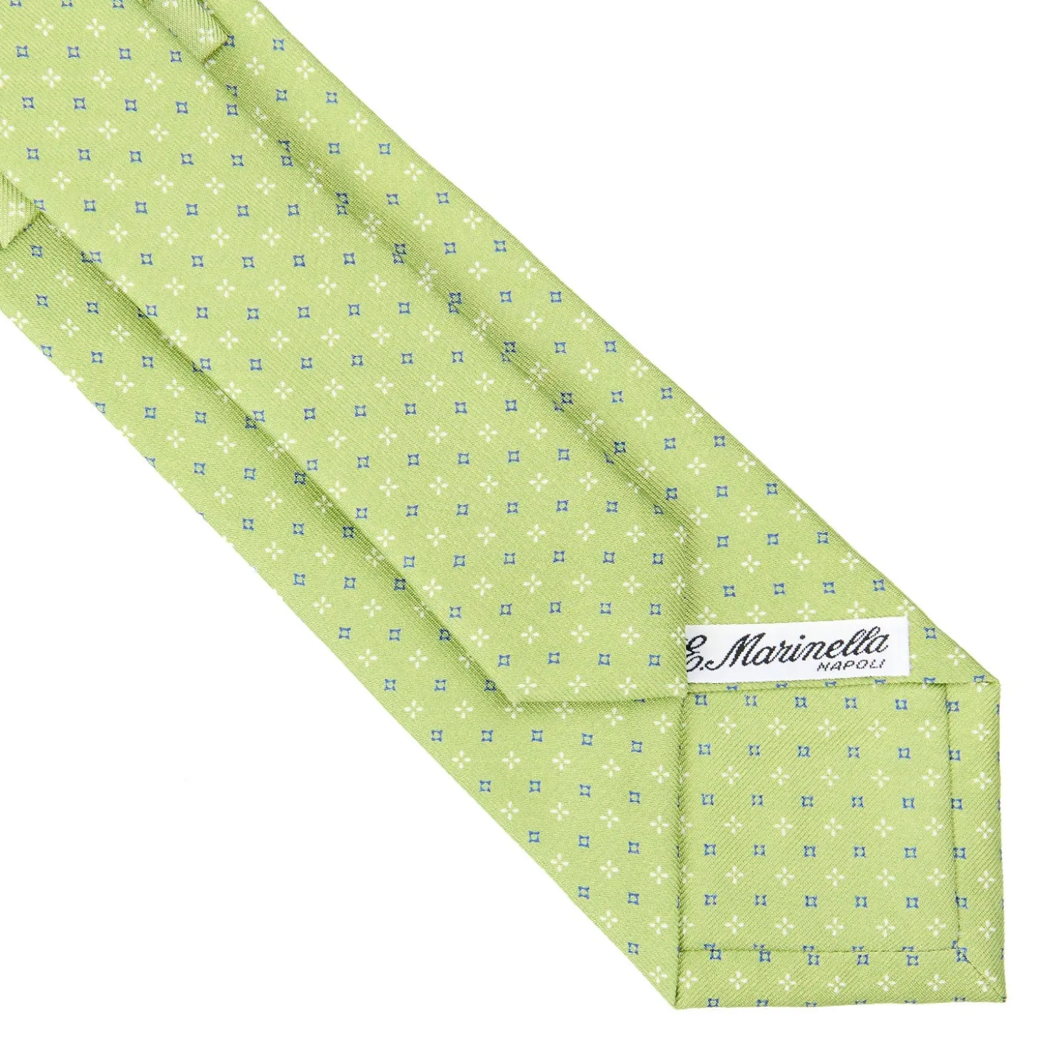CRAVATTA SARTORIALE CLASSICA IN SETA VERDE CHIARO Microfantasia fiore