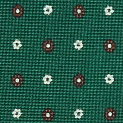 CRAVATTA SARTORIALE CLASSICA IN SETA VERDE OLIVA Microfantasia fiore