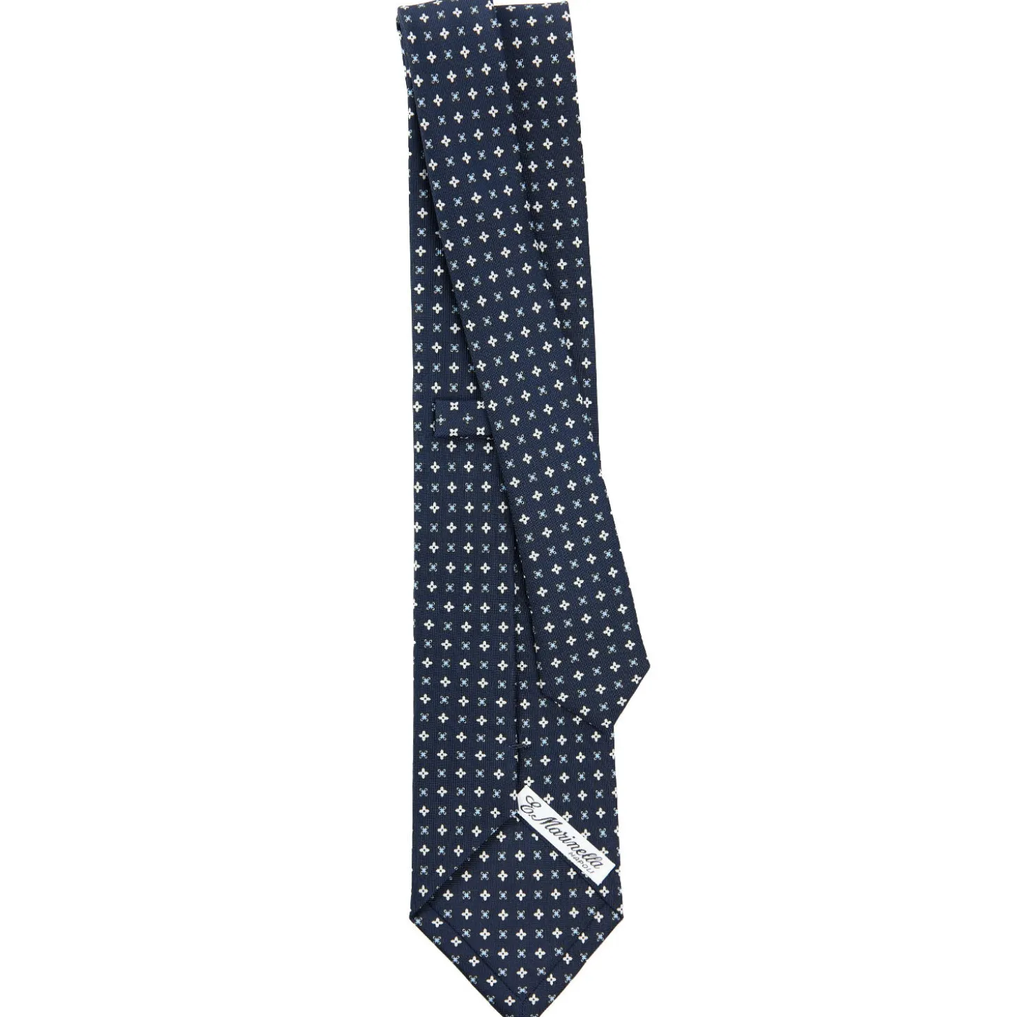 CRAVATTA SARTORIALE CLASSICA IN SETA BLU SCURO Microfantasia fiore