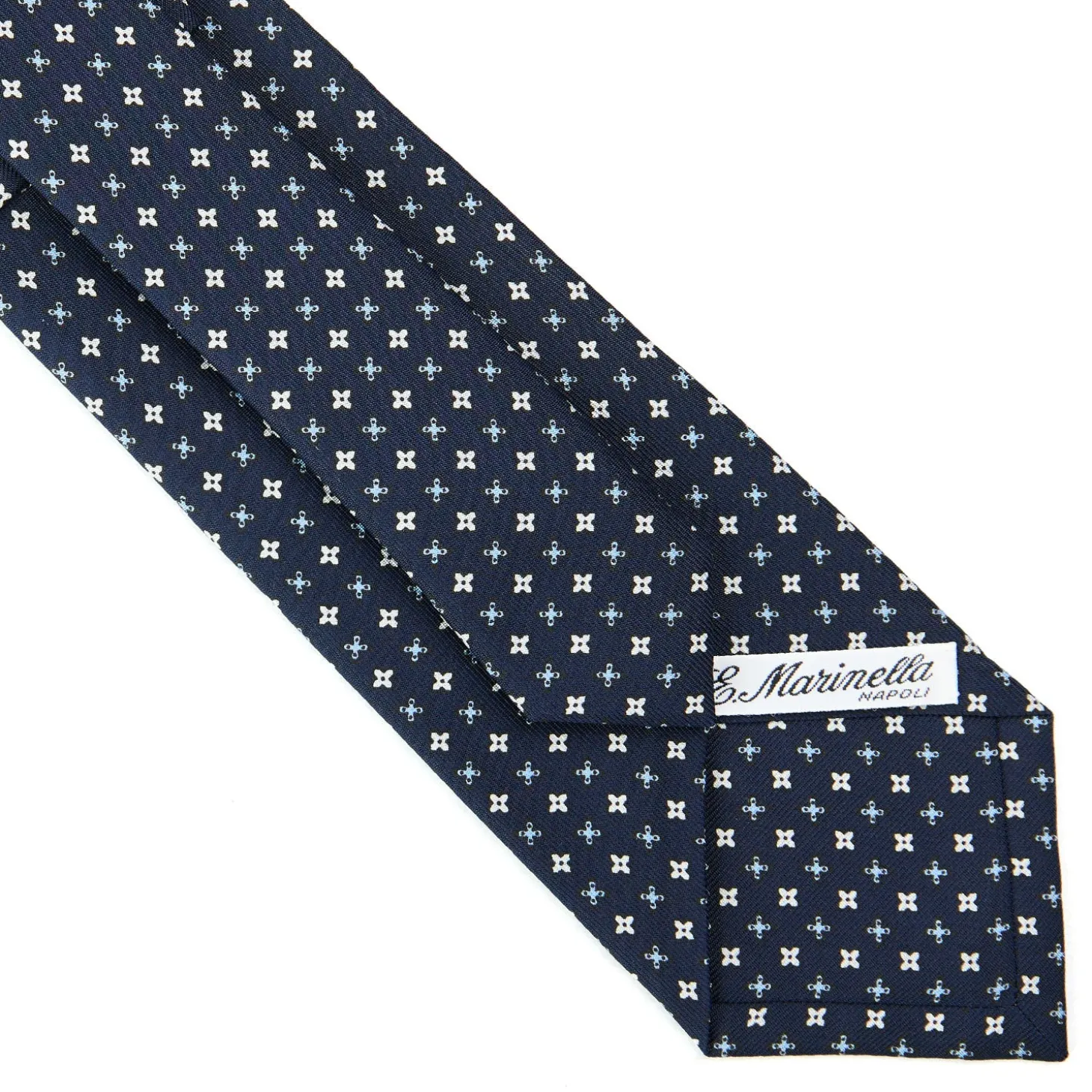 CRAVATTA SARTORIALE CLASSICA IN SETA BLU SCURO Microfantasia fiore