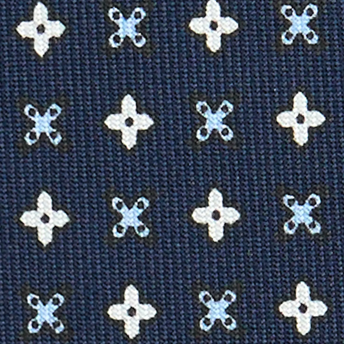 CRAVATTA SARTORIALE CLASSICA IN SETA BLU SCURO Microfantasia fiore
