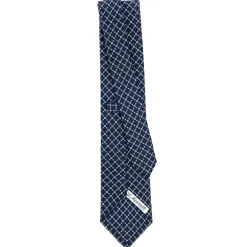 CRAVATTA SARTORIALE CLASSICA IN SETA BLU SCURO Microfantasia fiore
