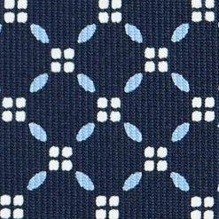 CRAVATTA SARTORIALE CLASSICA IN SETA BLU SCURO Microfantasia fiore