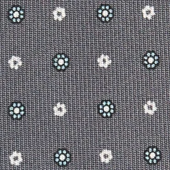 CRAVATTA SARTORIALE CLASSICA IN SETA GRIGIO SCURO Microfantasia fiore