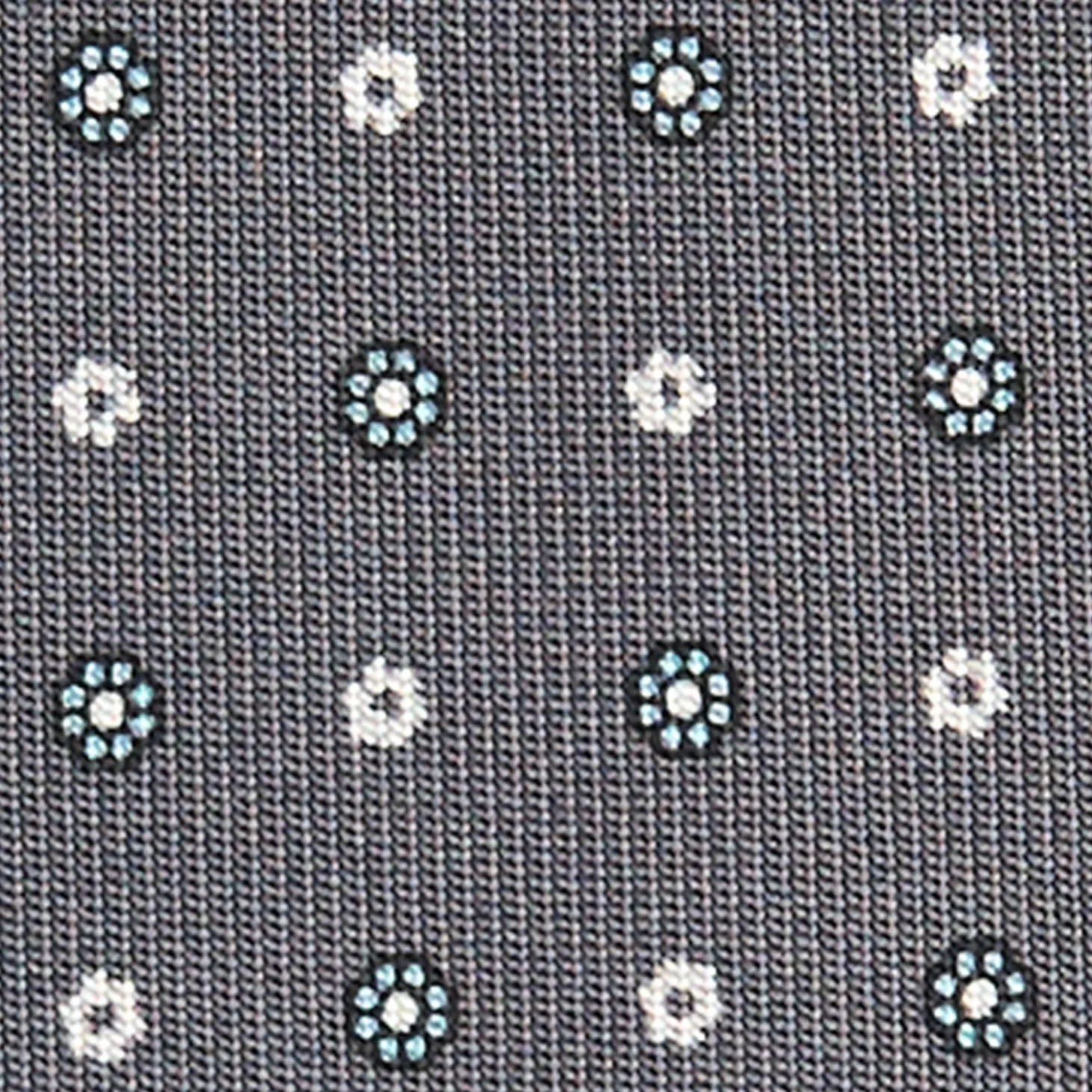 CRAVATTA SARTORIALE CLASSICA IN SETA GRIGIO SCURO Microfantasia fiore