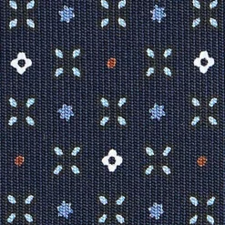 CRAVATTA SARTORIALE CLASSICA IN SETA BLU SCURO Microfantasia fiore