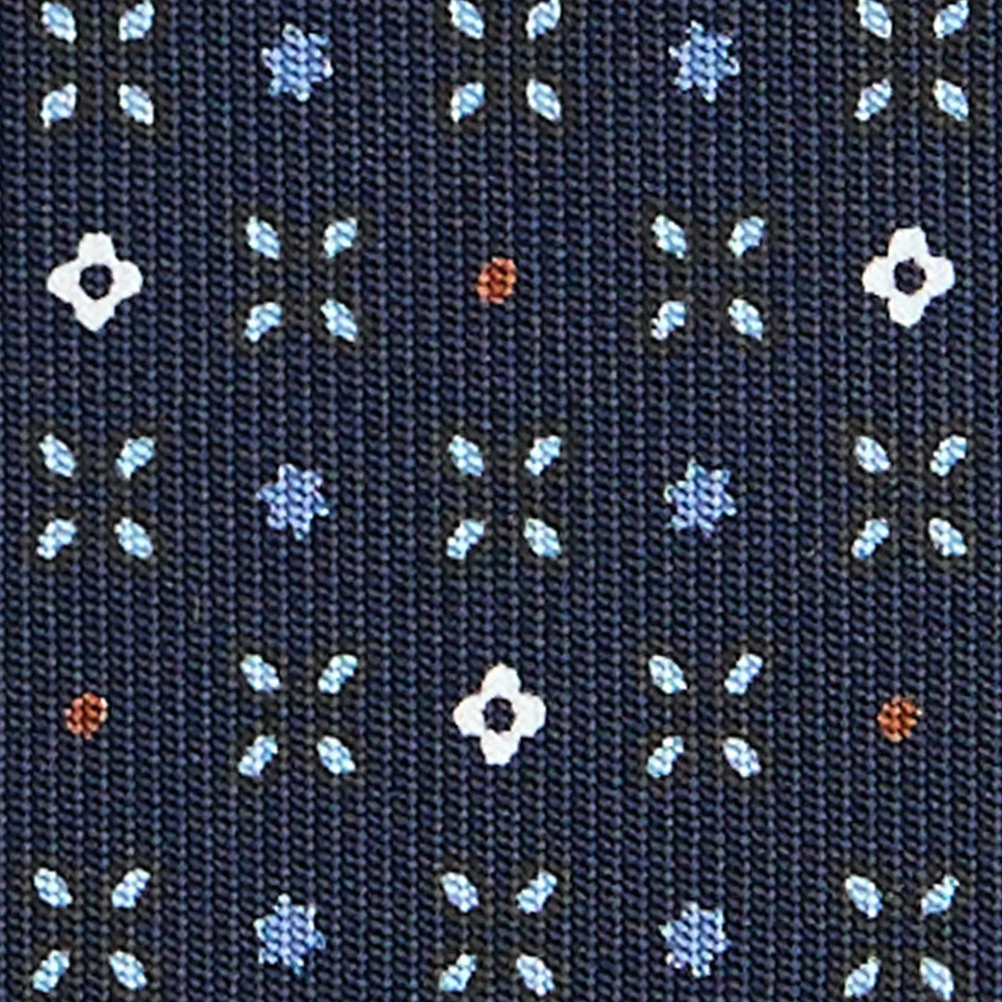 CRAVATTA SARTORIALE CLASSICA IN SETA BLU SCURO Microfantasia fiore