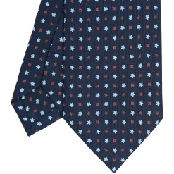 CRAVATTA SARTORIALE CLASSICA IN SETA BLU SCURO Microfantasia fiore