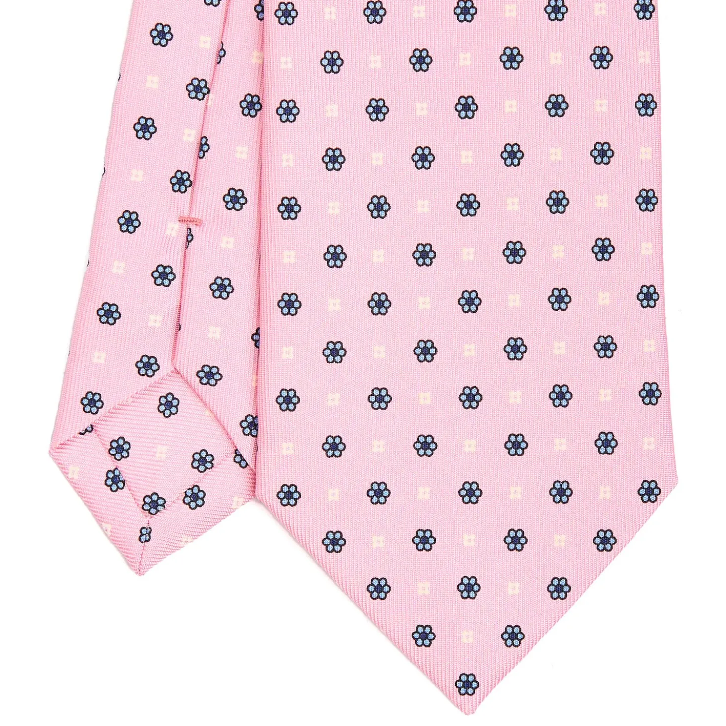 CRAVATTA SARTORIALE CLASSICA IN SETA ROSA Microfantasia fiore