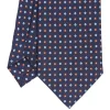 CRAVATTA SARTORIALE CLASSICA IN SETA BLU SCURO Microfantasia fiore