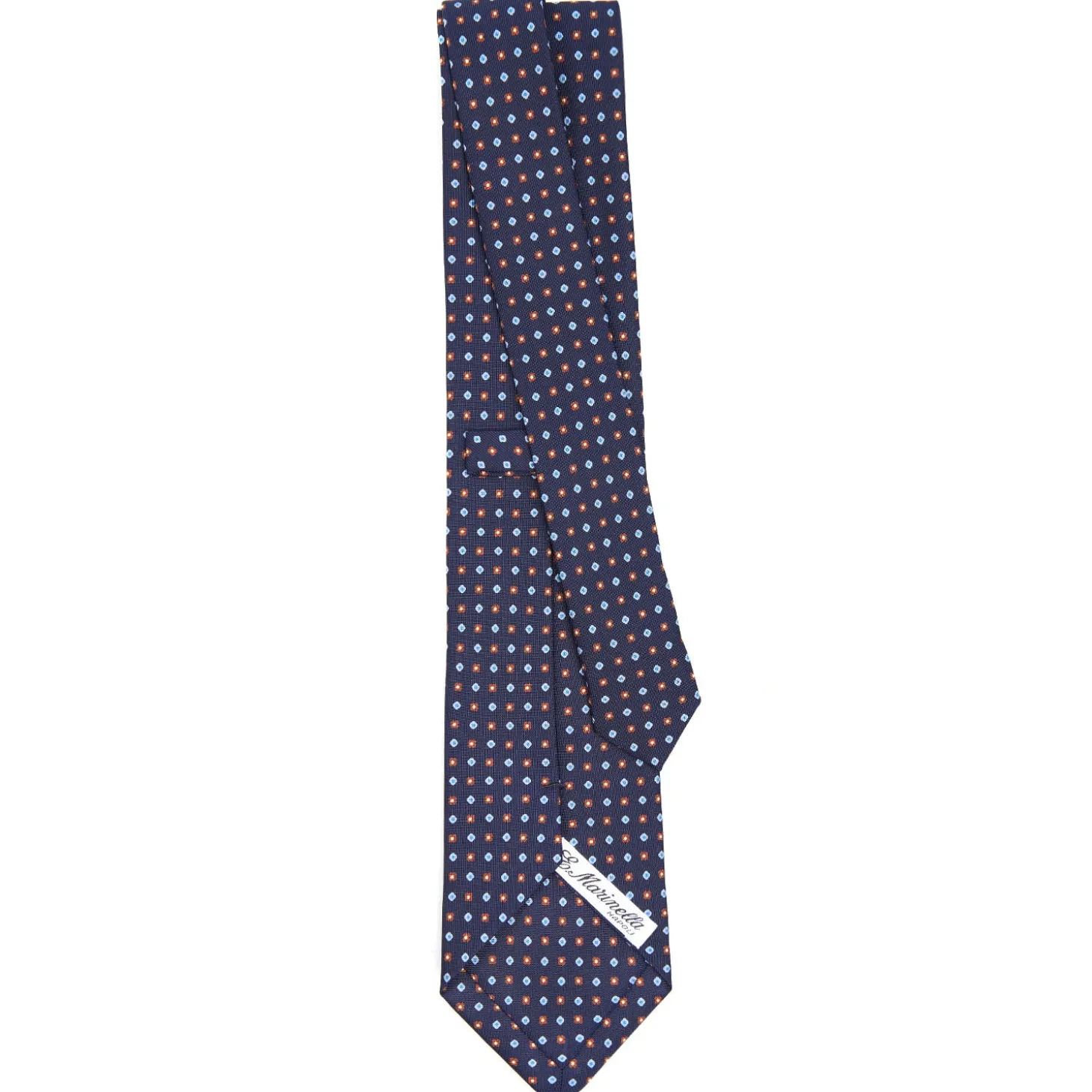 CRAVATTA SARTORIALE CLASSICA IN SETA BLU SCURO Microfantasia fiore