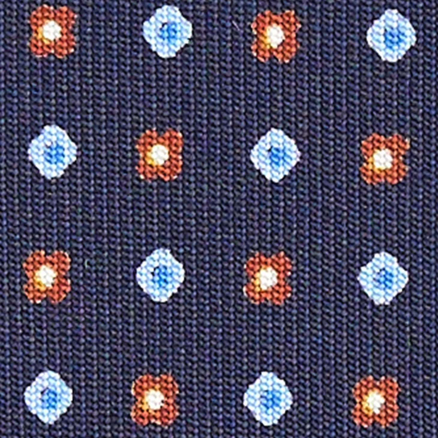 CRAVATTA SARTORIALE CLASSICA IN SETA BLU SCURO Microfantasia fiore