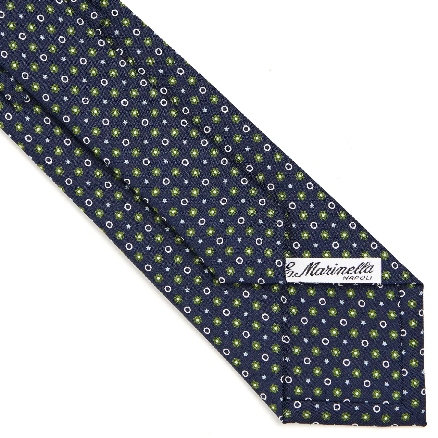 CRAVATTA SARTORIALE CLASSICA IN SETA BLU SCURO Microfantasia fiore