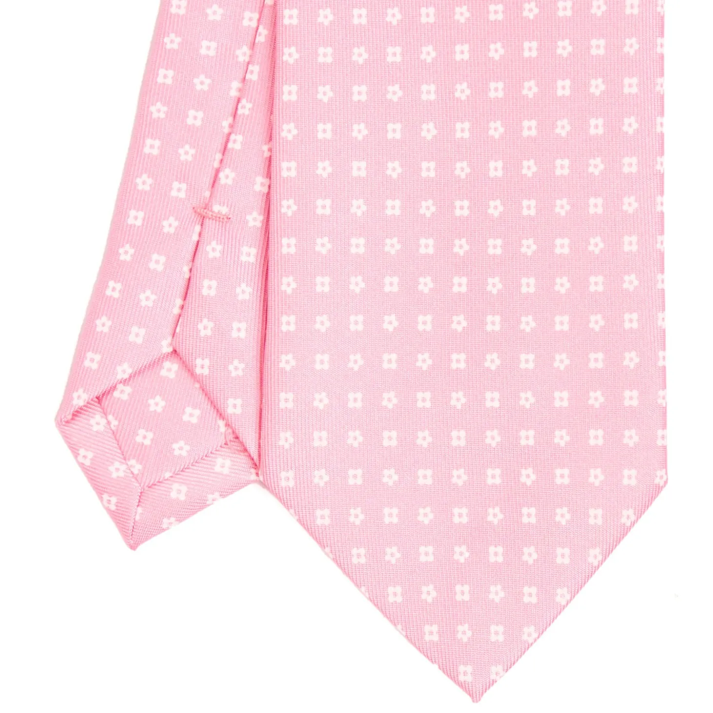 CRAVATTA SARTORIALE CLASSICA IN SETA ROSA Microfantasia fiore