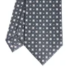 CRAVATTA SARTORIALE CLASSICA IN SETA GRIGIO SCURO Microfantasia fiore