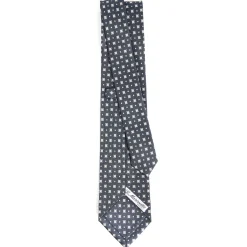 CRAVATTA SARTORIALE CLASSICA IN SETA GRIGIO SCURO Microfantasia fiore