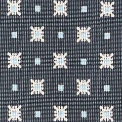 CRAVATTA SARTORIALE CLASSICA IN SETA GRIGIO SCURO Microfantasia fiore