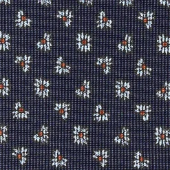 CRAVATTA SARTORIALE CLASSICA IN SETA BLU SCURO Microfantasia fiore