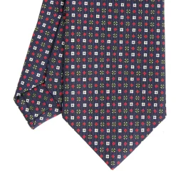 CRAVATTA SARTORIALE CLASSICA IN SETA BLU SCURO Microfantasia fiore