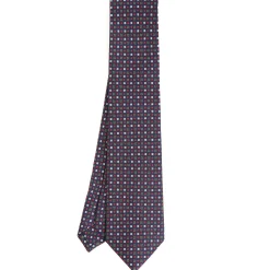 CRAVATTA SARTORIALE CLASSICA IN SETA BLU SCURO Microfantasia fiore