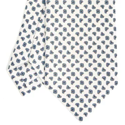 CRAVATTA SARTORIALE CLASSICA IN SETA BIANCA Microfantasia fiore