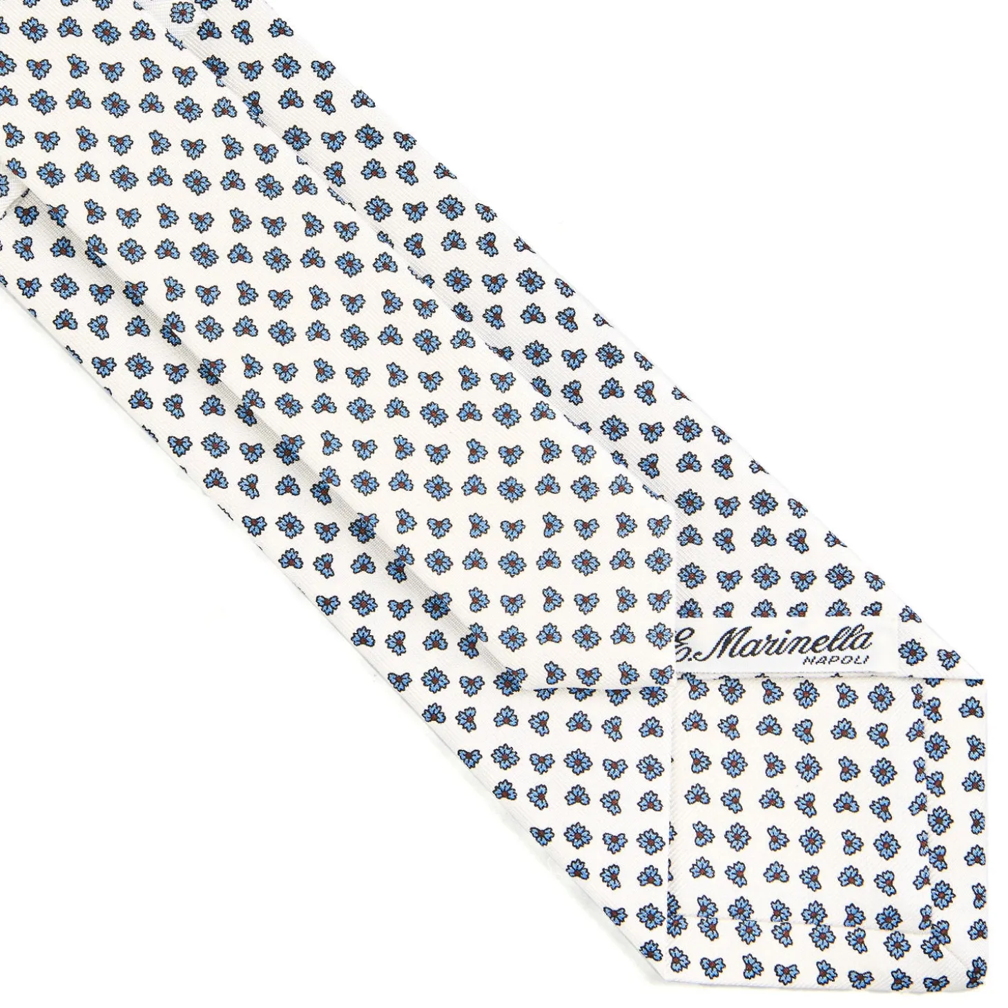 CRAVATTA SARTORIALE CLASSICA IN SETA BIANCA Microfantasia fiore