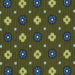 CRAVATTA SARTORIALE CLASSICA IN SETA VERDE OLIVA Microfantasia fiore
