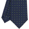 CRAVATTA SARTORIALE CLASSICA IN SETA BLU SCURO Microfantasia fiore