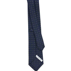 CRAVATTA SARTORIALE CLASSICA IN SETA BLU SCURO Microfantasia fiore