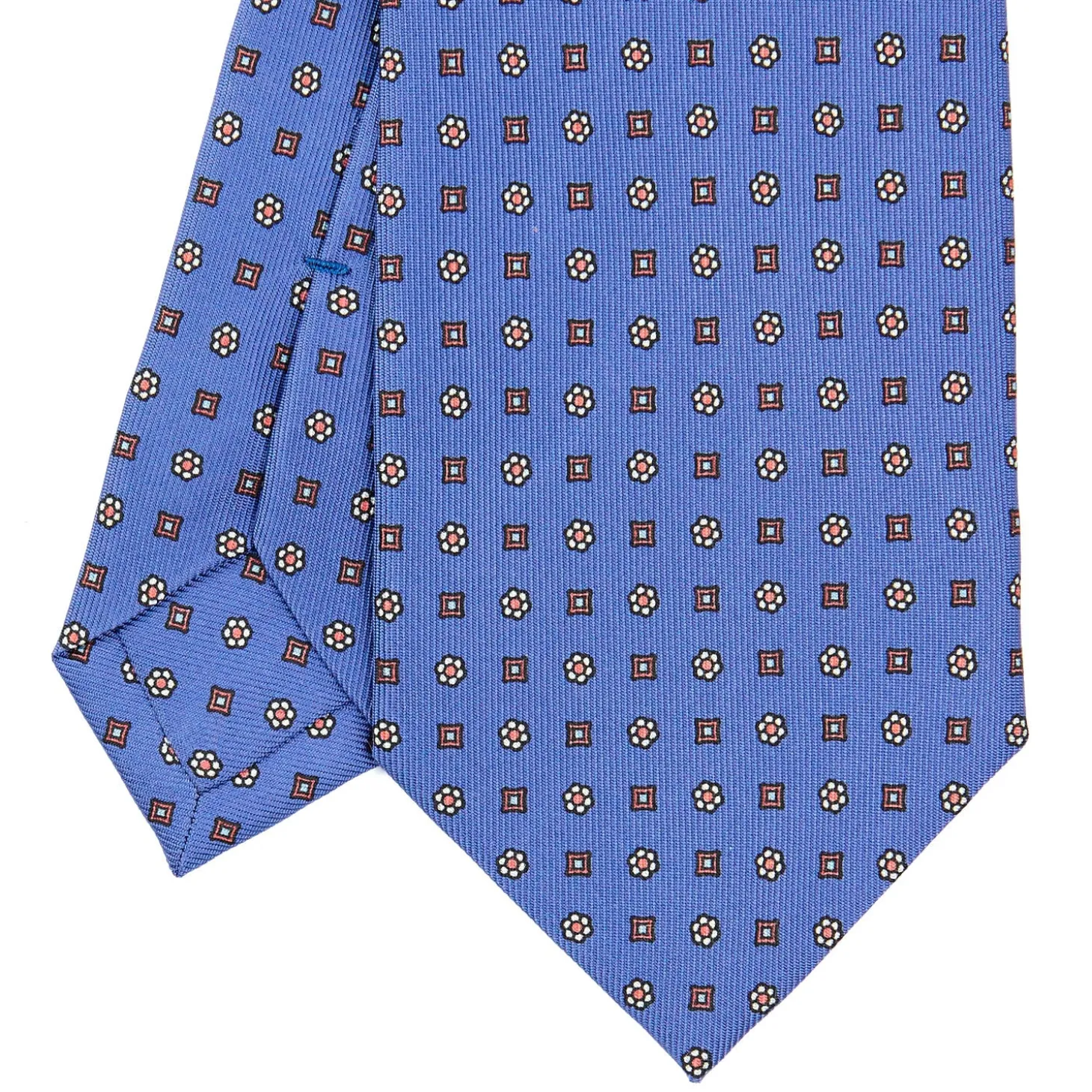 CRAVATTA SARTORIALE CLASSICA IN SETA AZZURRO POLVERE Microfantasia fiore