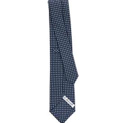 CRAVATTA SARTORIALE CLASSICA IN SETA BLU SCURO Microfantasia fiore