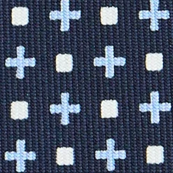 CRAVATTA SARTORIALE CLASSICA IN SETA BLU SCURO Microfantasia fiore