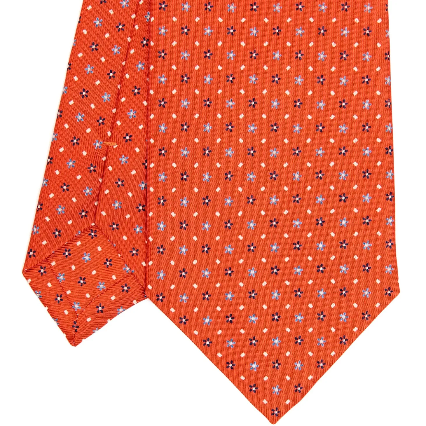CRAVATTA SARTORIALE CLASSICA IN SETA ARANCIONE Microfantasia fiore
