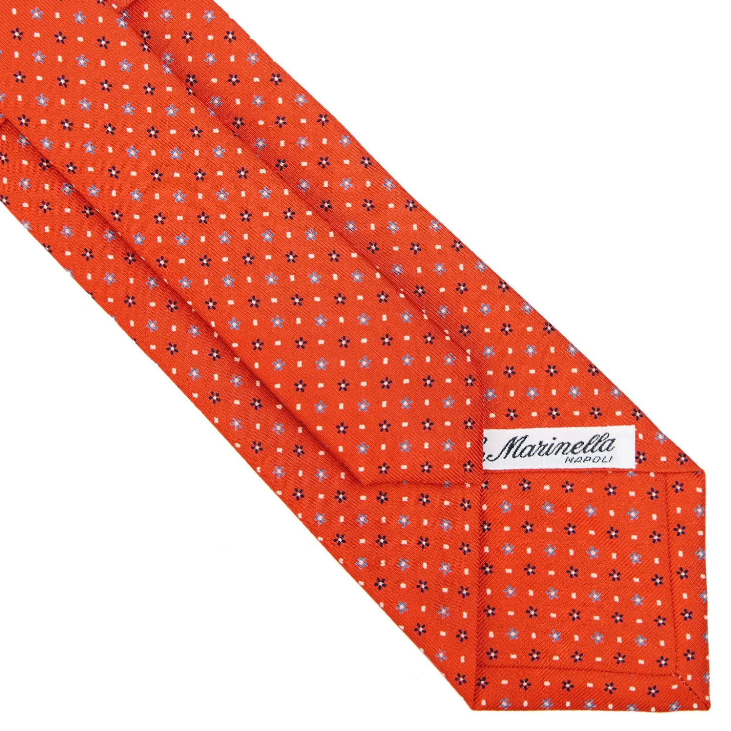CRAVATTA SARTORIALE CLASSICA IN SETA ARANCIONE Microfantasia fiore