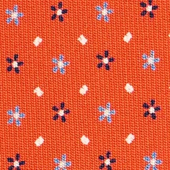 CRAVATTA SARTORIALE CLASSICA IN SETA ARANCIONE Microfantasia fiore