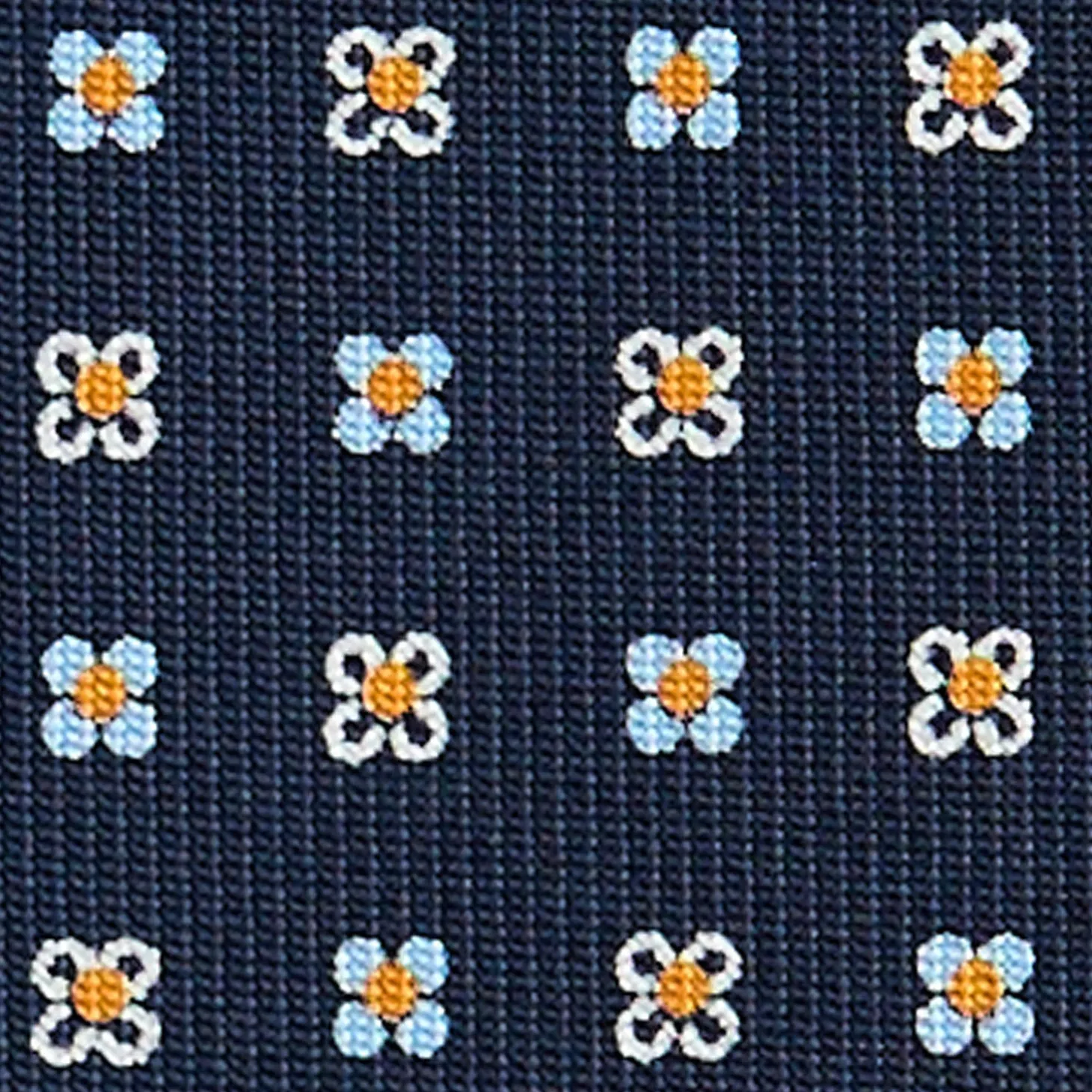 CRAVATTA SARTORIALE CLASSICA IN SETA BLU SCURO Microfantasia fiore