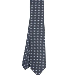 CRAVATTA SARTORIALE CLASSICA IN SETA GRIGIO SCURO Microfantasia fiore