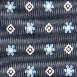 CRAVATTA SARTORIALE CLASSICA IN SETA GRIGIO SCURO Microfantasia fiore