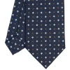 CRAVATTA SARTORIALE CLASSICA IN SETA BLU SCURO Microfantasia fiore